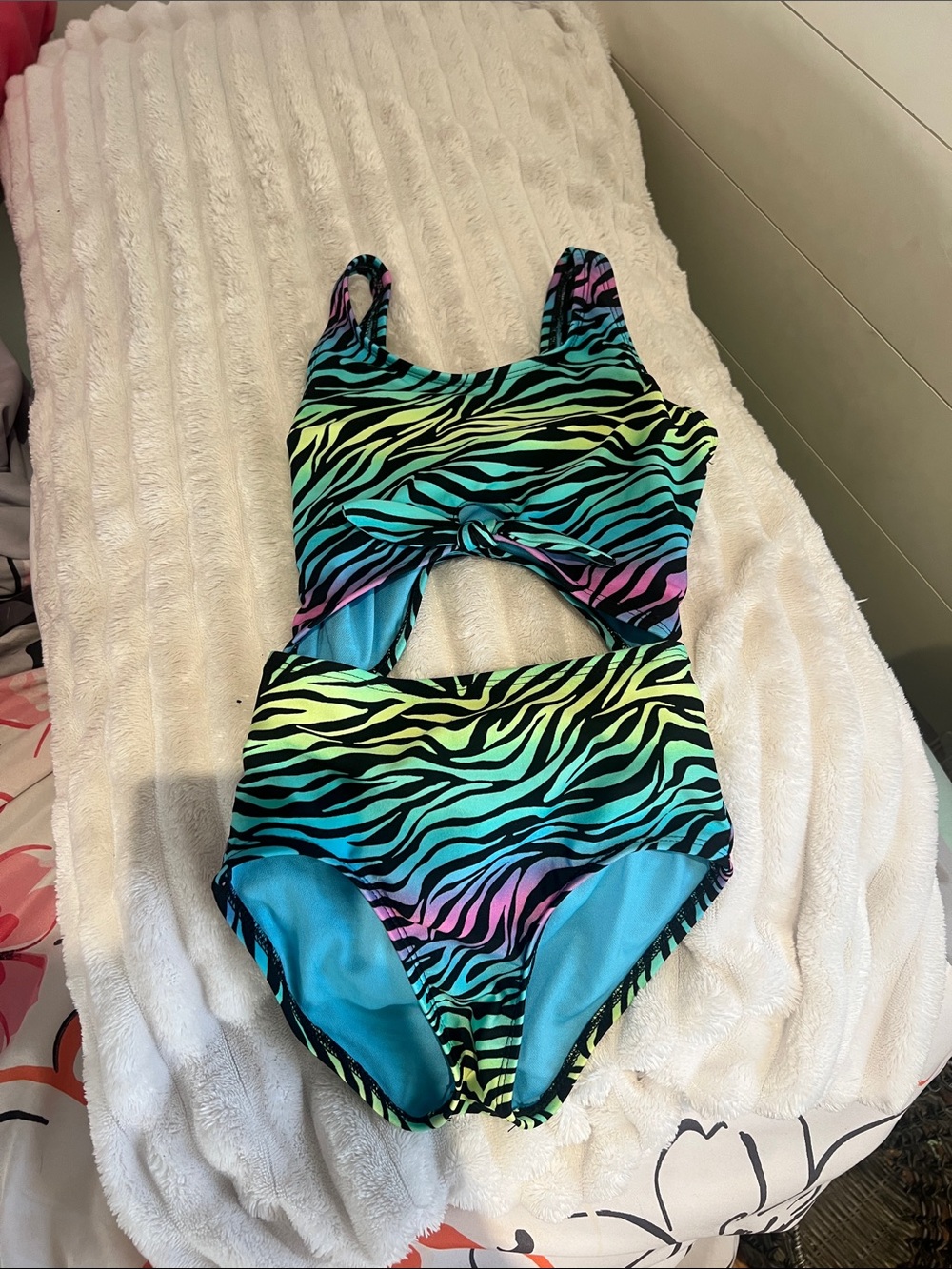 art class Rainbow Zebra Cutout One-Piece Swimsuit